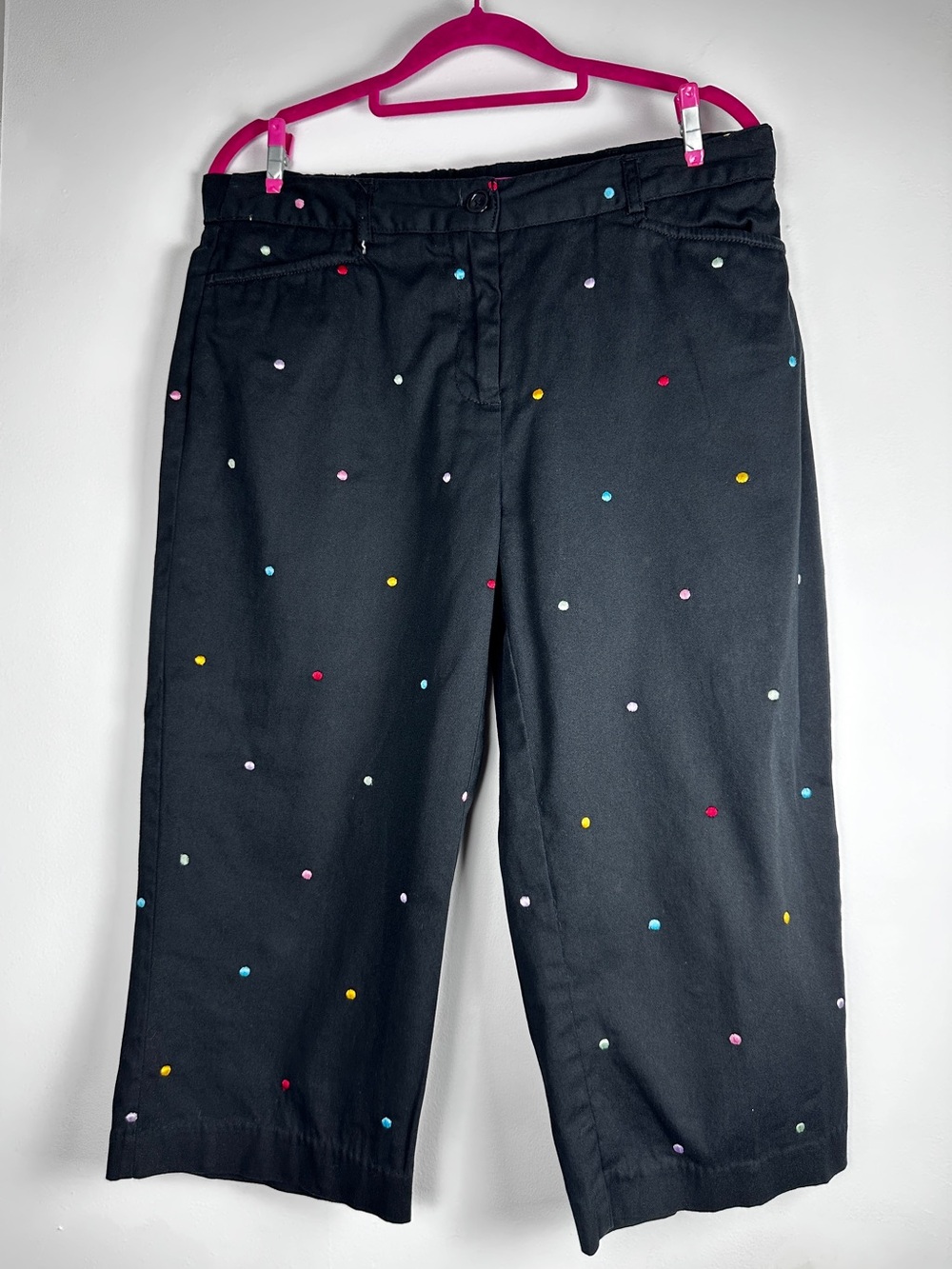 Counterparts Black Embroidered Polka Dot Capri Pants Size 8P